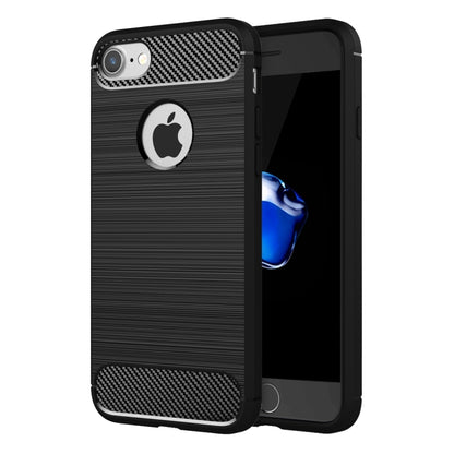 For iPhone 8 & 7 Brushed Texture Fiber TPU Rugged Armor Protective Case(Black) by buy2fix
