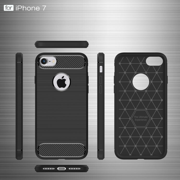 For iPhone 8 & 7 Brushed Texture Fiber TPU Rugged Armor Protective Case(Black) by buy2fix
