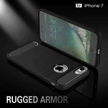 For iPhone 8 & 7 Brushed Texture Fiber TPU Rugged Armor Protective Case(Black) by buy2fix