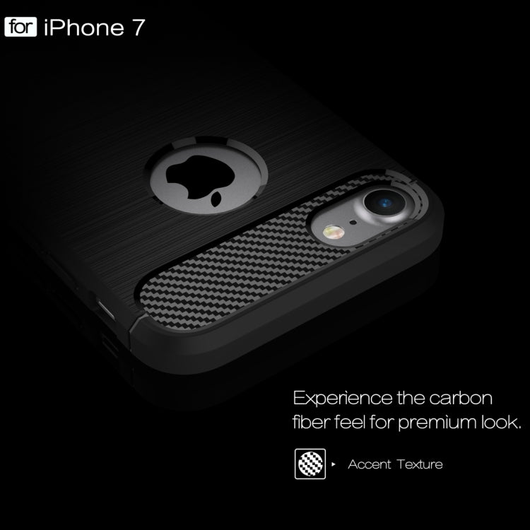 For iPhone 8 & 7 Brushed Texture Fiber TPU Rugged Armor Protective Case(Black) by buy2fix