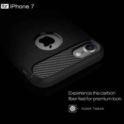 For iPhone 8 & 7 Brushed Texture Fiber TPU Rugged Armor Protective Case(Black) by buy2fix
