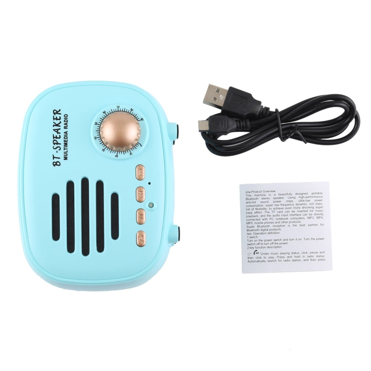 Q108 Retro Mini Wireless Bluetooth Speaker, Support Hands-free / TF Card / U disk / FM(Blue) - Mini Speaker by buy2fix | Online Shopping UK | buy2fix