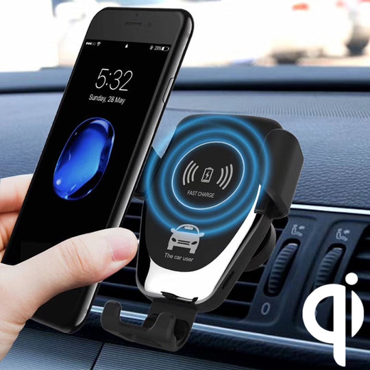 C6 gravité induction voiture Qi chargeur sans fil charge rapide évent support pour téléphone (noir)