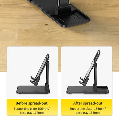 USAMS US-ZJ059 Retractable Mobile Phone Tablet Desktop Stand Holder (Black) - Desktop Holder by USAMS | Online Shopping UK | buy2fix