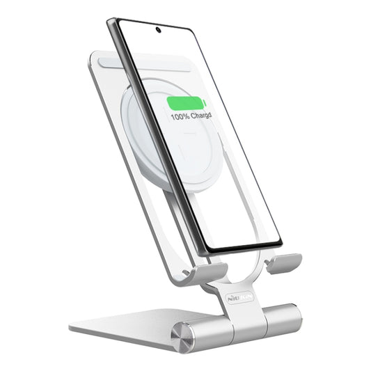 NILLKIN 2 in 1 15W PoweHold Mini Vertical Foldable Detachable Wireless Charger Mobile Phone Holder (Silver) - Apple Accessories by NILLKIN | Online Shopping UK | buy2fix