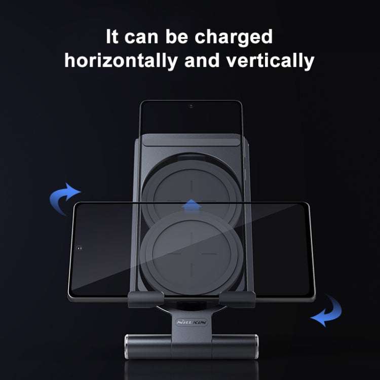 NILLKIN 2 in 1 15W PoweHold Mini Vertical Foldable Detachable Wireless Charger Mobile Phone Holder (Dark Gray) - Apple Accessories by NILLKIN | Online Shopping UK | buy2fix