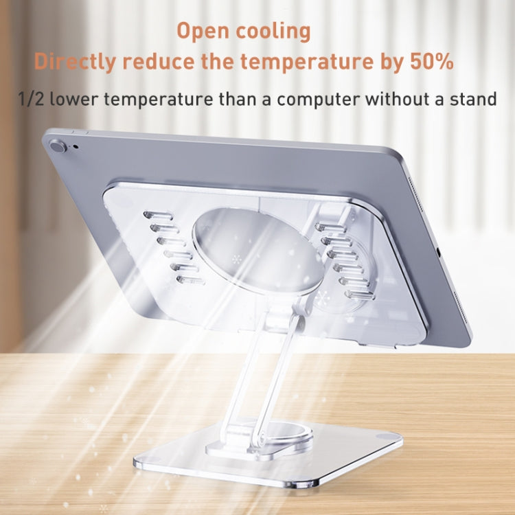 R-JUST T632 Acrylic 360 Degree Rotating Desktop Tablet Stand (Transparent) - Desktop Holder by R-JUST | Online Shopping UK | buy2fix