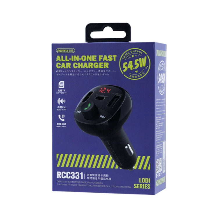 REMAX RCC331 Rodi Series 3 in 1 Car 54.5W PD Fast Charger Support FM / TF Card / Bluetooth Hands-free Calling - Car Charger by REMAX | Online Shopping UK | buy2fix