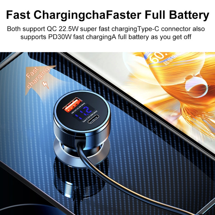 REMAX RCC336 Saga Series 2 in 1 Car 52.5W PD Fast Charger with USB-C / Type-C + 8 Pin Spring Cable - Car Charger by REMAX | Online Shopping UK | buy2fix