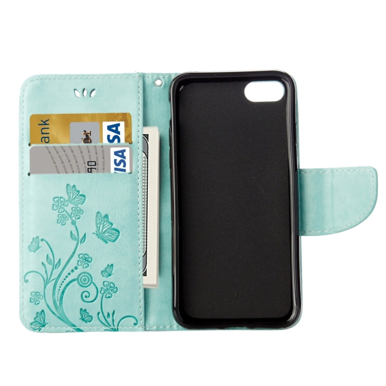 For  iPhone 8 & 7  Pressed Flowers Horizontal Flip Leather Case with Holder & Card Slots & Wallet(Green) - Apple Accessories by buy2fix | Online Shopping UK | buy2fix