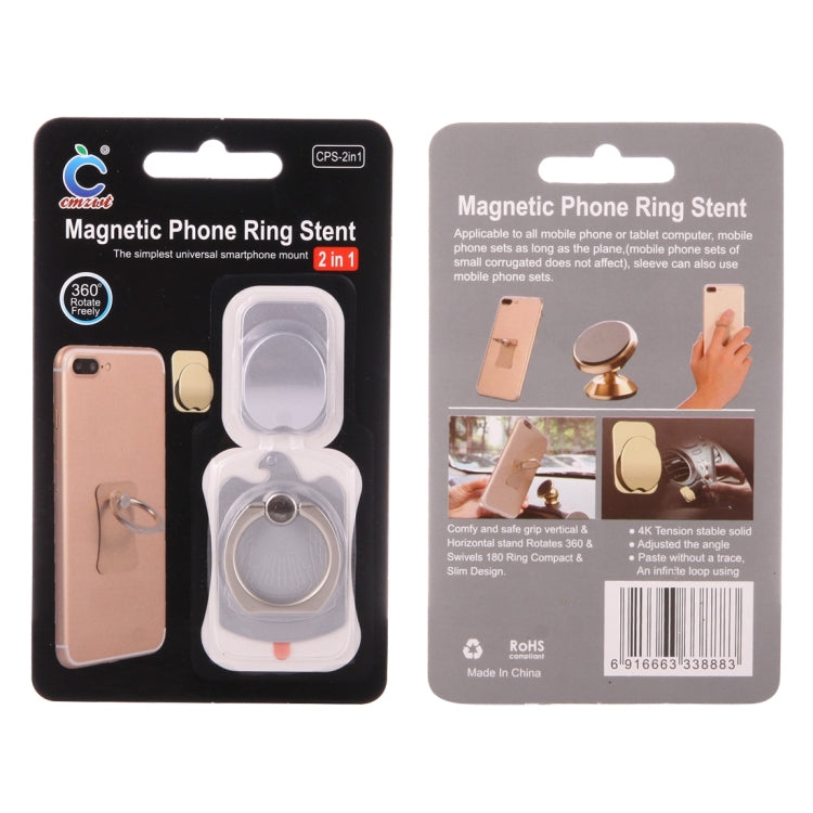 Cmzact CPS-2in1 2 in 1 Eagle Shape 360 Degrees Rotation Magnetic Phone Ring Stent Car Hook Mount(Silver) - Ring Holder by buy2fix | Online Shopping UK | buy2fix