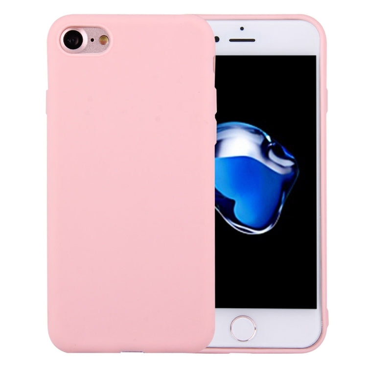 For iPhone 8 & 7 Solid Color TPU Protective Case Without Round Hole(Pink) by buy2fix