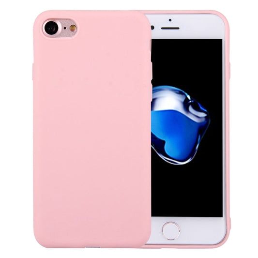 For iPhone 8 & 7 Solid Color TPU Protective Case Without Round Hole(Pink) by buy2fix