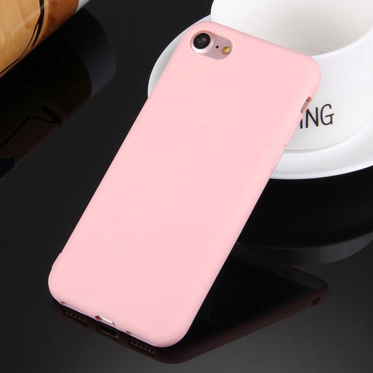 For iPhone 8 & 7 Solid Color TPU Protective Case Without Round Hole(Pink) by buy2fix