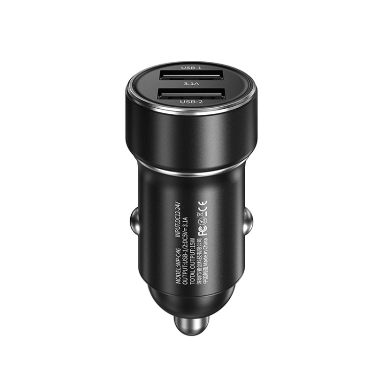 WK WP-C46 Staroad Series Vieyie 15W Dual-USB Car Charger (Black) - Car Charger by WK | Online Shopping UK | buy2fix
