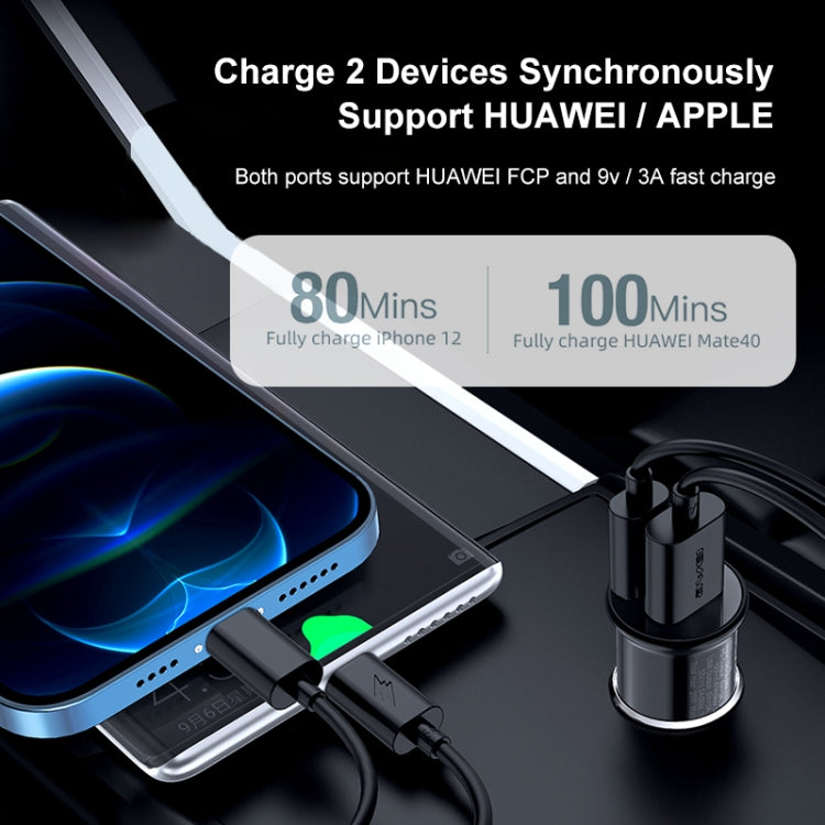 awei C-706 20W PD Type-C + QC 3.0 Type-A Car Charger with CL-110T Data Cable - Car Charger by awei | Online Shopping UK | buy2fix