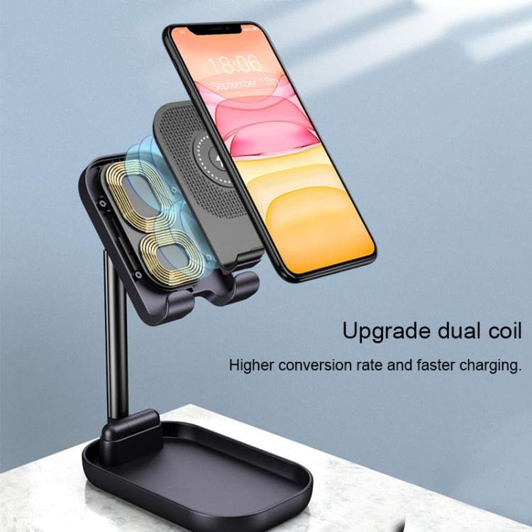 WS2 Portable Foldable Mobile Phone Tablet Wireless Charging Desktop Holder Bracket(Black) - Desktop Holder by buy2fix | Online Shopping UK | buy2fix