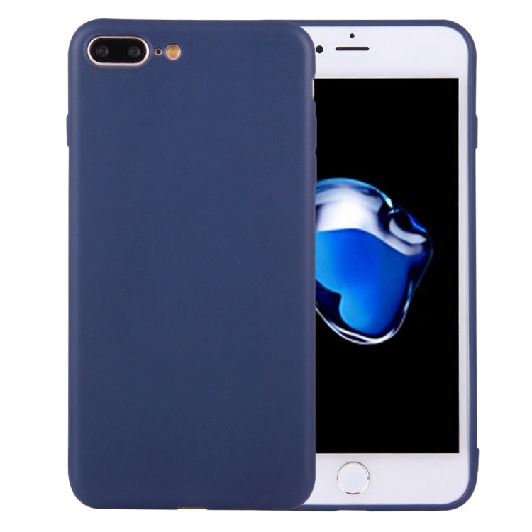 For iPhone 8 Plus & 7 Plus Solid Color TPU Protective Case Without Round Hole(Dark Blue) by buy2fix