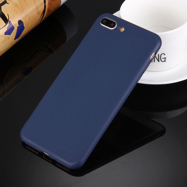 For iPhone 8 Plus & 7 Plus Solid Color TPU Protective Case Without Round Hole(Dark Blue) by buy2fix