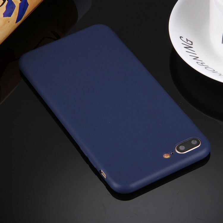 For iPhone 8 Plus & 7 Plus Solid Color TPU Protective Case Without Round Hole(Dark Blue) by buy2fix