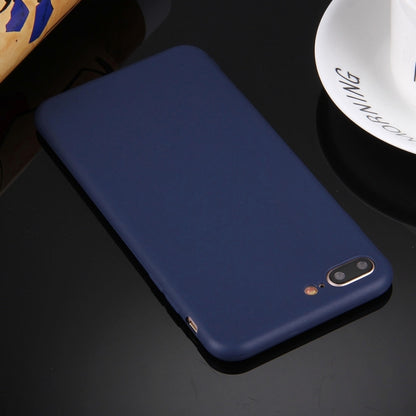 For iPhone 8 Plus & 7 Plus Solid Color TPU Protective Case Without Round Hole(Dark Blue) by buy2fix