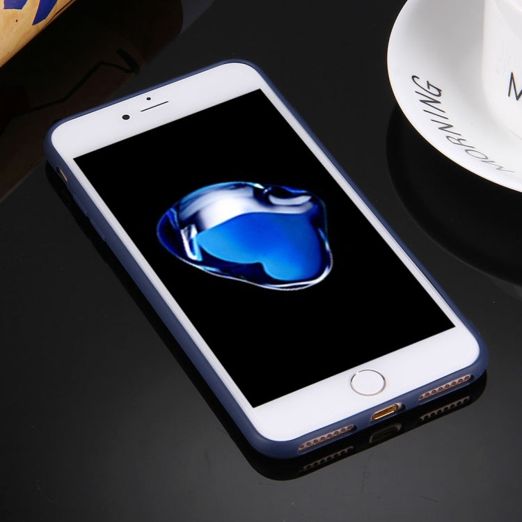 For iPhone 8 Plus & 7 Plus Solid Color TPU Protective Case Without Round Hole(Dark Blue) by buy2fix