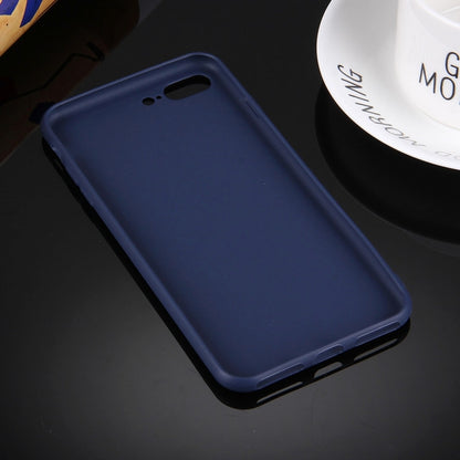 For iPhone 8 Plus & 7 Plus Solid Color TPU Protective Case Without Round Hole(Dark Blue) by buy2fix