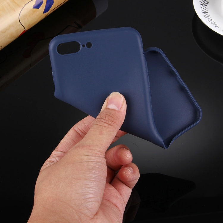 For iPhone 8 Plus & 7 Plus Solid Color TPU Protective Case Without Round Hole(Dark Blue) by buy2fix