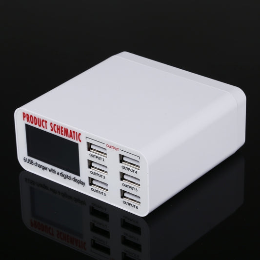 899 30W QC 3.0 6 USB Ports Fast Charger with LCD Digital Display, EU Plug by buy2fix
