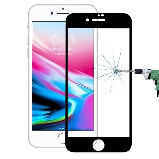 Pour iPhone SE 2020/8/7 0,3 mm 9H Dureté de surface 4D Protecteur d'écran en verre trempé plein écran incurvé (noir)