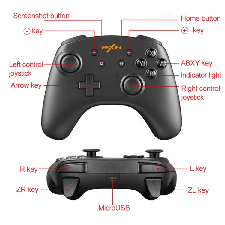 PXN PXN-V9607 Wireless Bluetooth Game Handle Controller with Somatosensory Vibration for Nintendo Switch / PC - Gamepads by PXN | Online Shopping UK | buy2fix