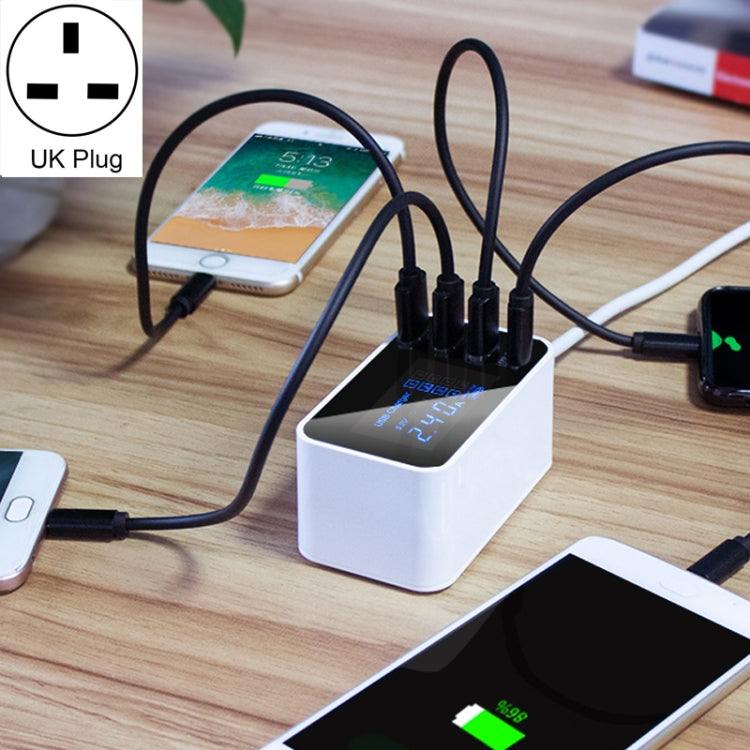 CDA30 20W 3 USB Ports + USB-C / Type-C Ports Multi-function Charger with LED Display, UK Plug - Multifunction Charger by buy2fix | Online Shopping UK | buy2fix