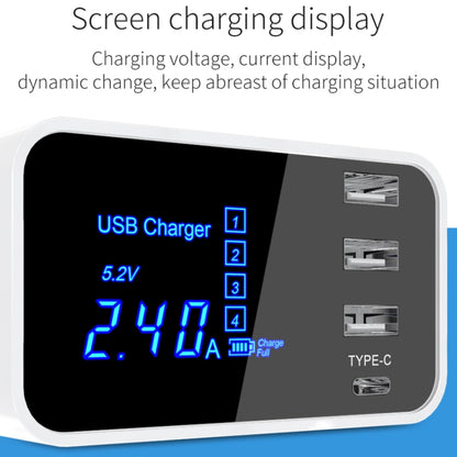 CDA30 20W 3 USB Ports + USB-C / Type-C Ports Multi-function Charger with LED Display, UK Plug - Multifunction Charger by buy2fix | Online Shopping UK | buy2fix