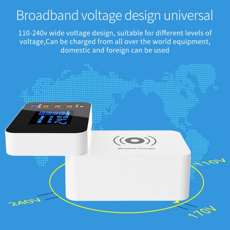 CDA33Q 40W QC 3.0 USB + 3 USB Ports + USB-C / Type-C Ports Multi-function Charger with LED Display, US Plug - Multifunction Charger by buy2fix | Online Shopping UK | buy2fix