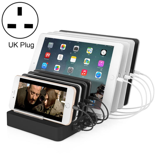 X6 96W 2.4A 8 USB Ports Smart Charger with Detachable Bezel, UK Plug(Black) - Multifunction Charger by buy2fix | Online Shopping UK | buy2fix