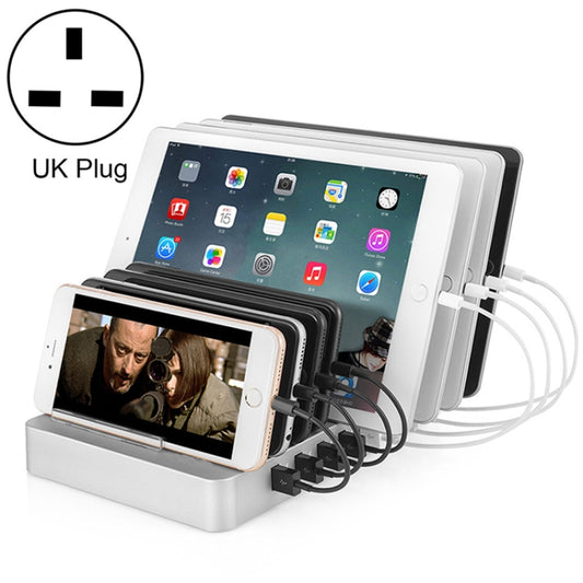 X6 96W 2.4A 8 USB Ports Smart Charger with Detachable Bezel, UK Plug(White) - Multifunction Charger by buy2fix | Online Shopping UK | buy2fix