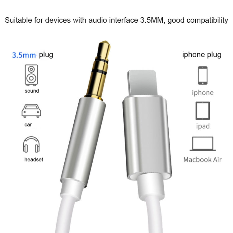 8 Pin to 3.5mm AUX Audio Adapter Cable, Length: 1m (White) - Video & Audio Cable by buy2fix | Online Shopping UK | buy2fix