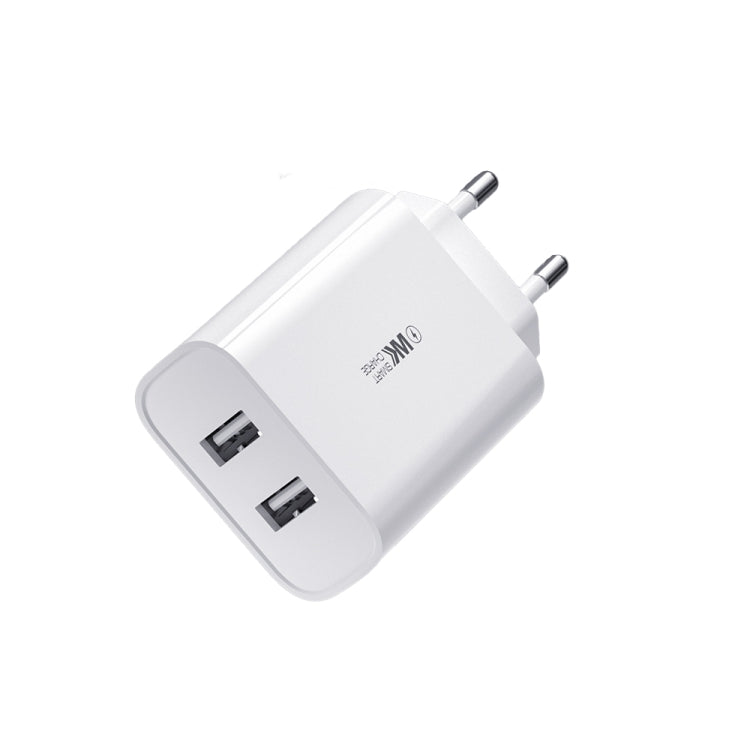 WK WP-U51 2.1A Speed Dual USB Travel Charger Power Adapter, EU Plug (White) - Apple Accessories by WK | Online Shopping UK | buy2fix