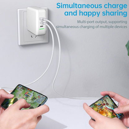 65W USB Ports x 1 + Type-C Port x 2 GaN Portable Mini Fast Charger Travel Charger with UK & US & EU Plug Set (White) - Mobile Accessories by buy2fix | Online Shopping UK | buy2fix