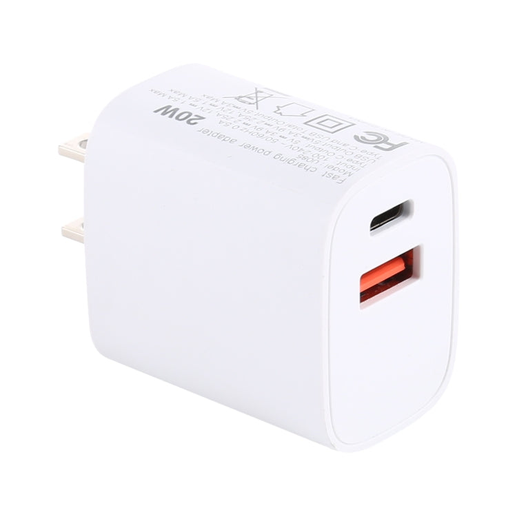 U085 20W USB + Type-C Fast Charging Travel Power Adapter, US Plug - Apple Accessories by buy2fix | Online Shopping UK | buy2fix