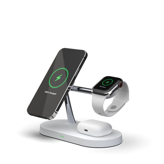 T268 5 in 1 15W Multi-function Magnetic Wireless Charger for iPhone 12 Series & Apple Watchs & AirPods 1 / 2 / Pro, with LED Light (White) by buy2fix