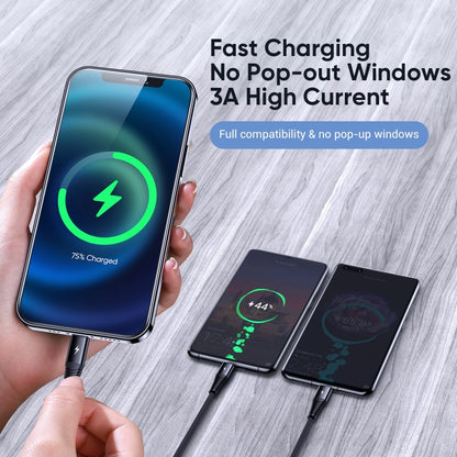 JOYROOM S-1230G4 3A 3 In 1 USB to 8 Pin + Micro USB + Type-C / USB-C Fast Charging Data Cable Length: 1.2m (Black) - Multifunction Cable by JOYROOM | Online Shopping UK | buy2fix