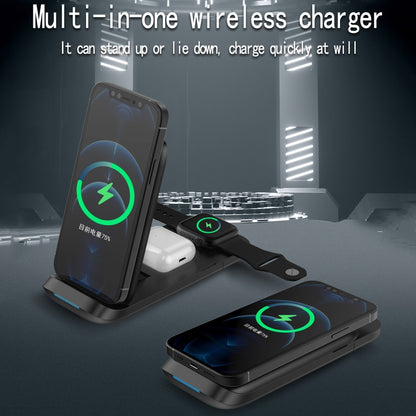 V8 3 in 1 Folding Portable Mobile Phone Watch Multi-Function Charging Stand Wireless Charger for iPhones & Apple Watch & Airpods (White) - Apple Accessories by buy2fix | Online Shopping UK | buy2fix