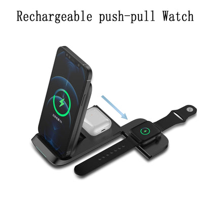 V8 3 in 1 Folding Portable Mobile Phone Watch Multi-Function Charging Stand Wireless Charger for iPhones & Apple Watch & Airpods (White) - Apple Accessories by buy2fix | Online Shopping UK | buy2fix