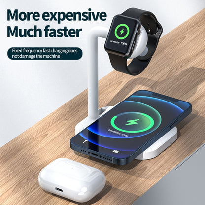adj-984 2 in 1 Electromagnetic Induction Wireless Charger for Mobile Phones & Apple Watches & AirPods(White) - Multifunction Charger by buy2fix | Online Shopping UK | buy2fix
