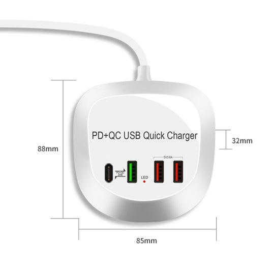 WLX-T3P 4 In 1 PD + QC Multi-function Smart Fast Charging USB Charger(UK Plug) by buy2fix