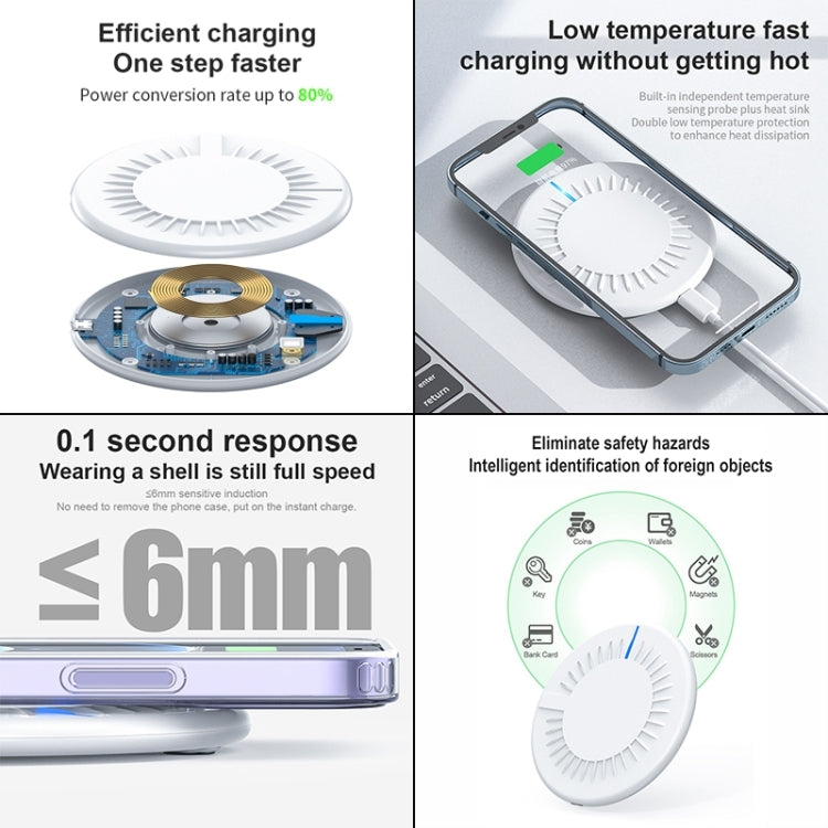 964 15W Round Shape Wireless Fast Charging(White) - Apple Accessories by buy2fix | Online Shopping UK | buy2fix