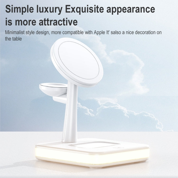 991 3 in 1 15W Electromagnetic Induction Wireless Fast Charging with 360 Degree Rotating Holder(White) - Apple Accessories by buy2fix | Online Shopping UK | buy2fix