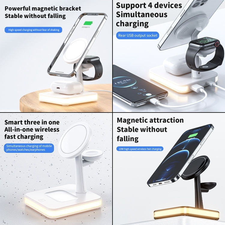 991 3 in 1 15W Electromagnetic Induction Wireless Fast Charging with 360 Degree Rotating Holder(White) - Apple Accessories by buy2fix | Online Shopping UK | buy2fix