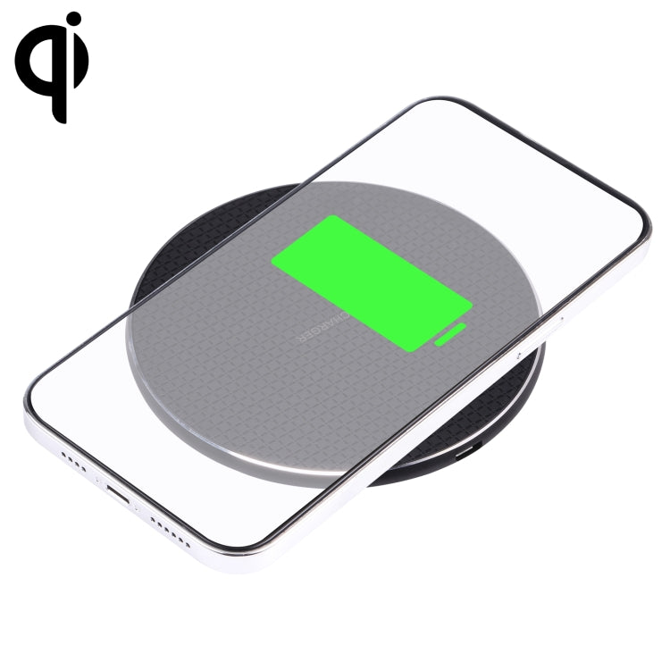 10W QI Plaid Pattern Round Metal Wireless Charger (Black) - Apple Accessories by buy2fix | Online Shopping UK | buy2fix